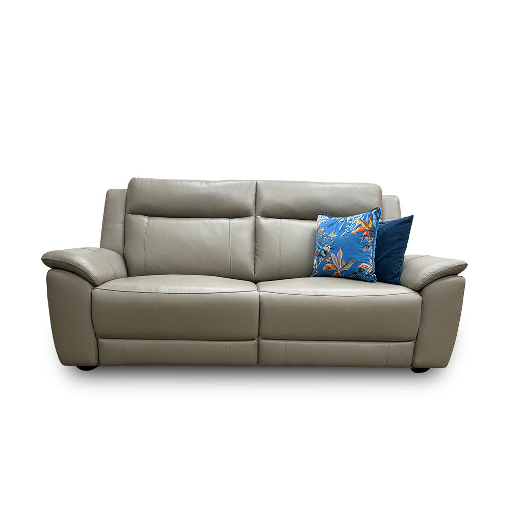 ‘Maverick’ Light Grey Leather 3 Seater Sofa