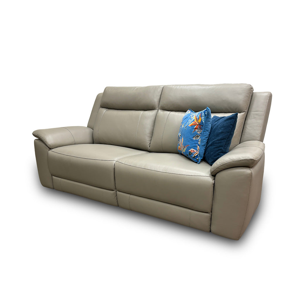‘Maverick’ Light Grey Leather 3 Seater Sofa