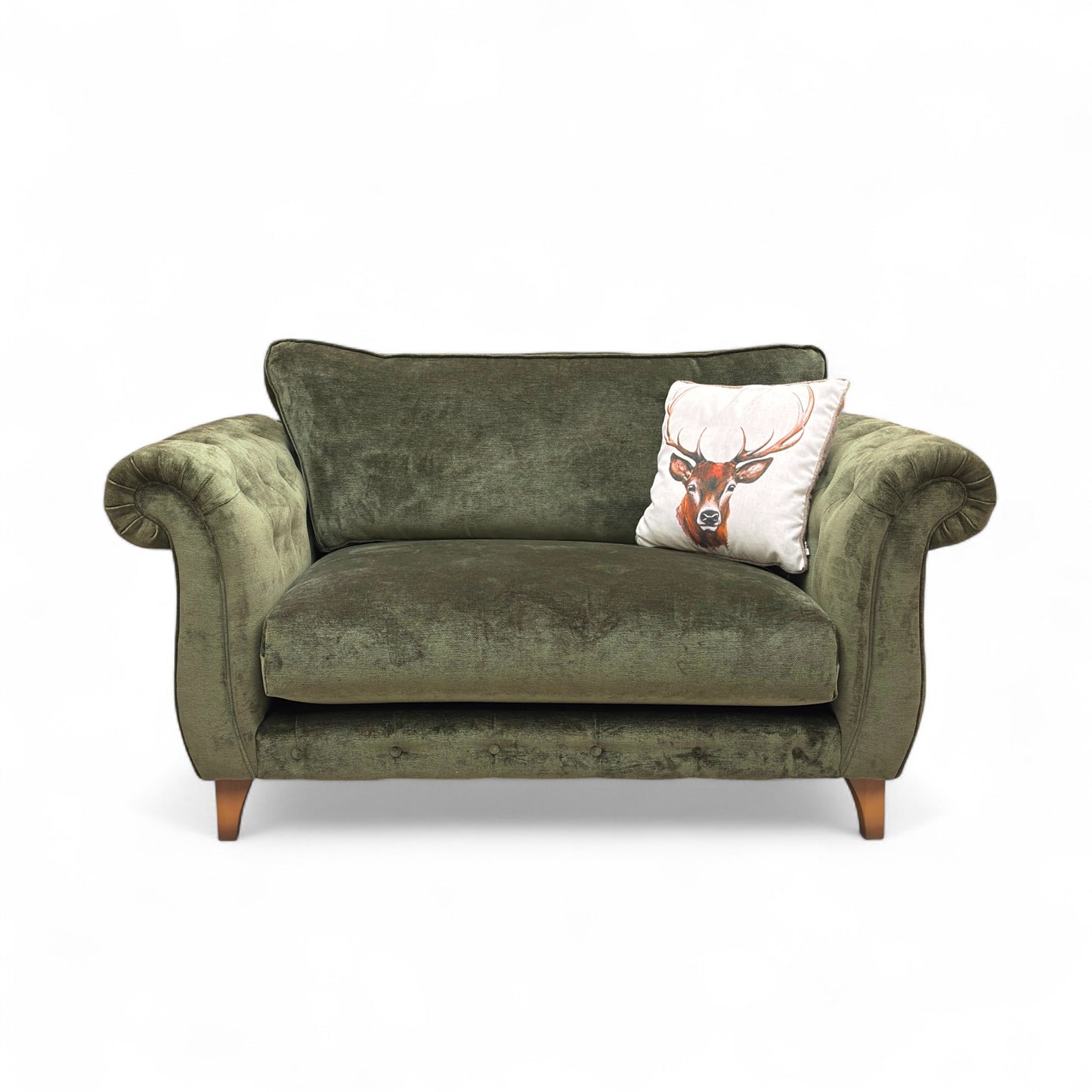 Boutique ‘Palace’ Snuggler Chair in Moss Fabric with a Classic Back is a luxurious addition to any living room