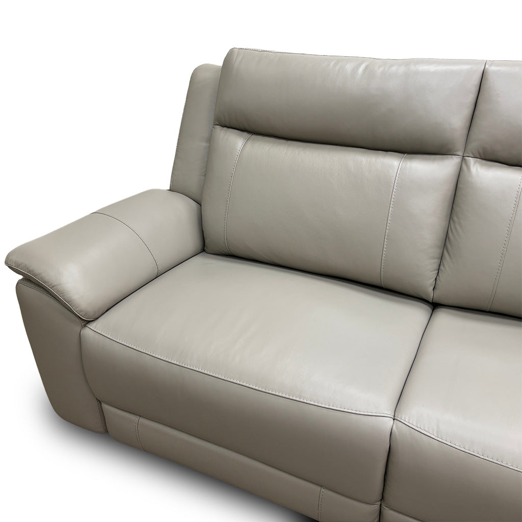 ‘Maverick’ Light Grey Leather 3 Seater Sofa