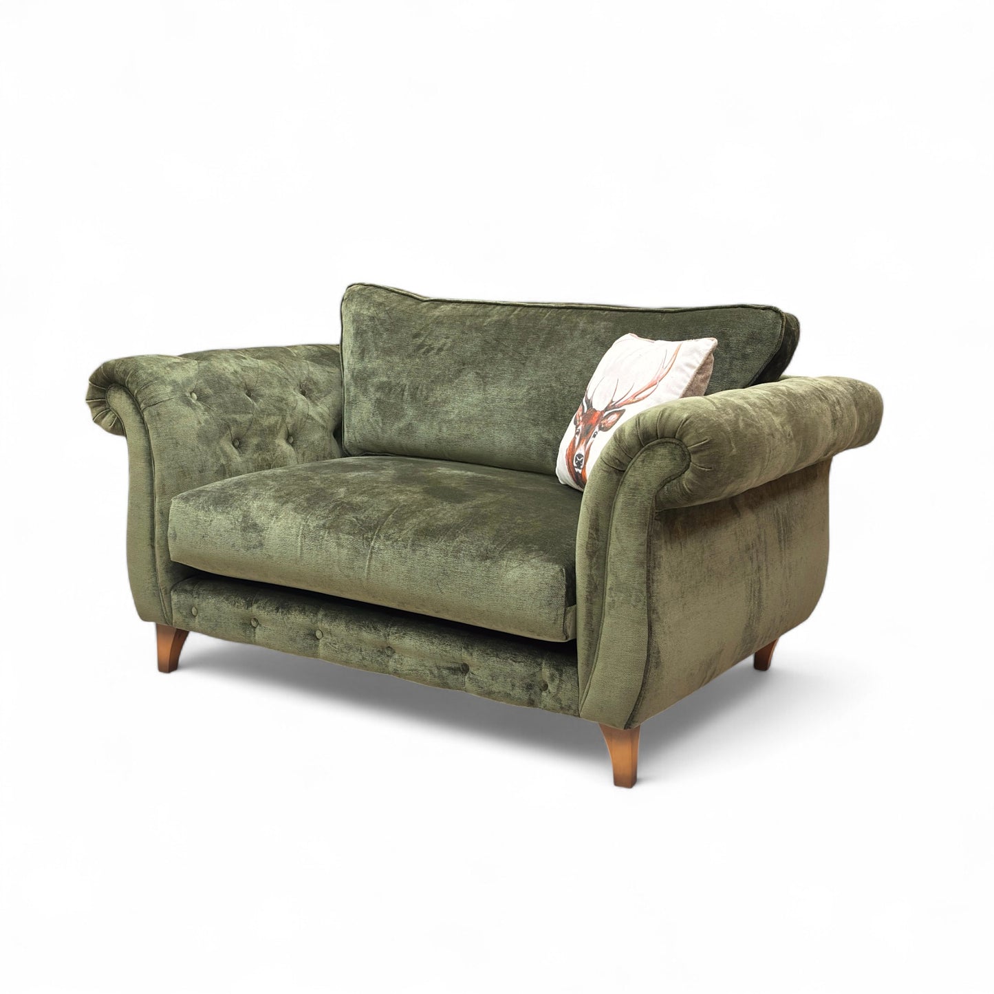 Boutique ‘Palace’ Snuggler Chair in Moss Fabric with a Classic Back is a luxurious addition to any living room