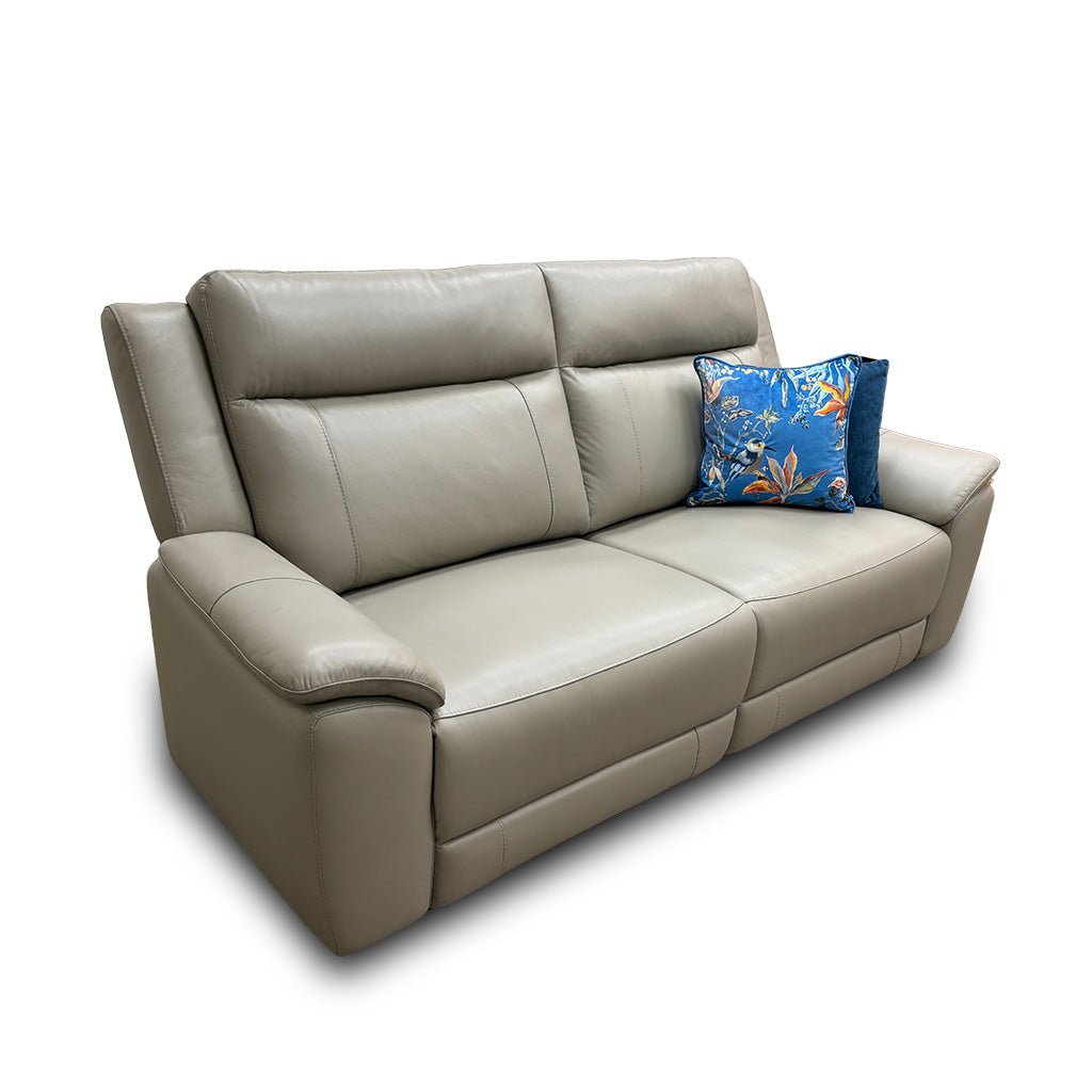 ‘Maverick’ Light Grey Leather 3 Seater Sofa