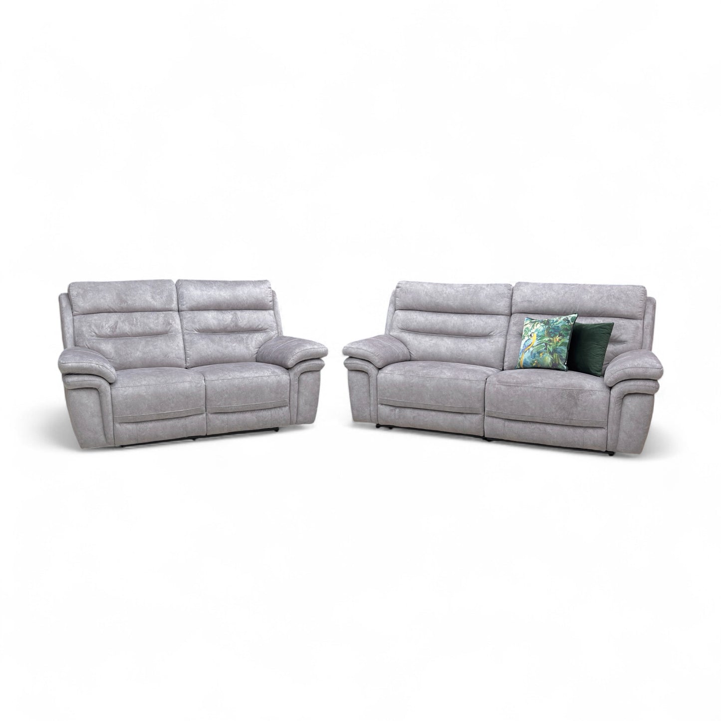 'Berlin’ Light Grey Be-0102 Dapple Velvet Power Recliner 3 + 2 Seater Sofa Set