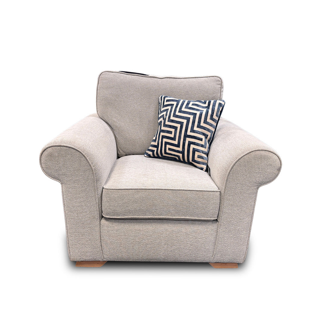 ‘Ashford’ Cherub Silver All Over Fabric Armchair