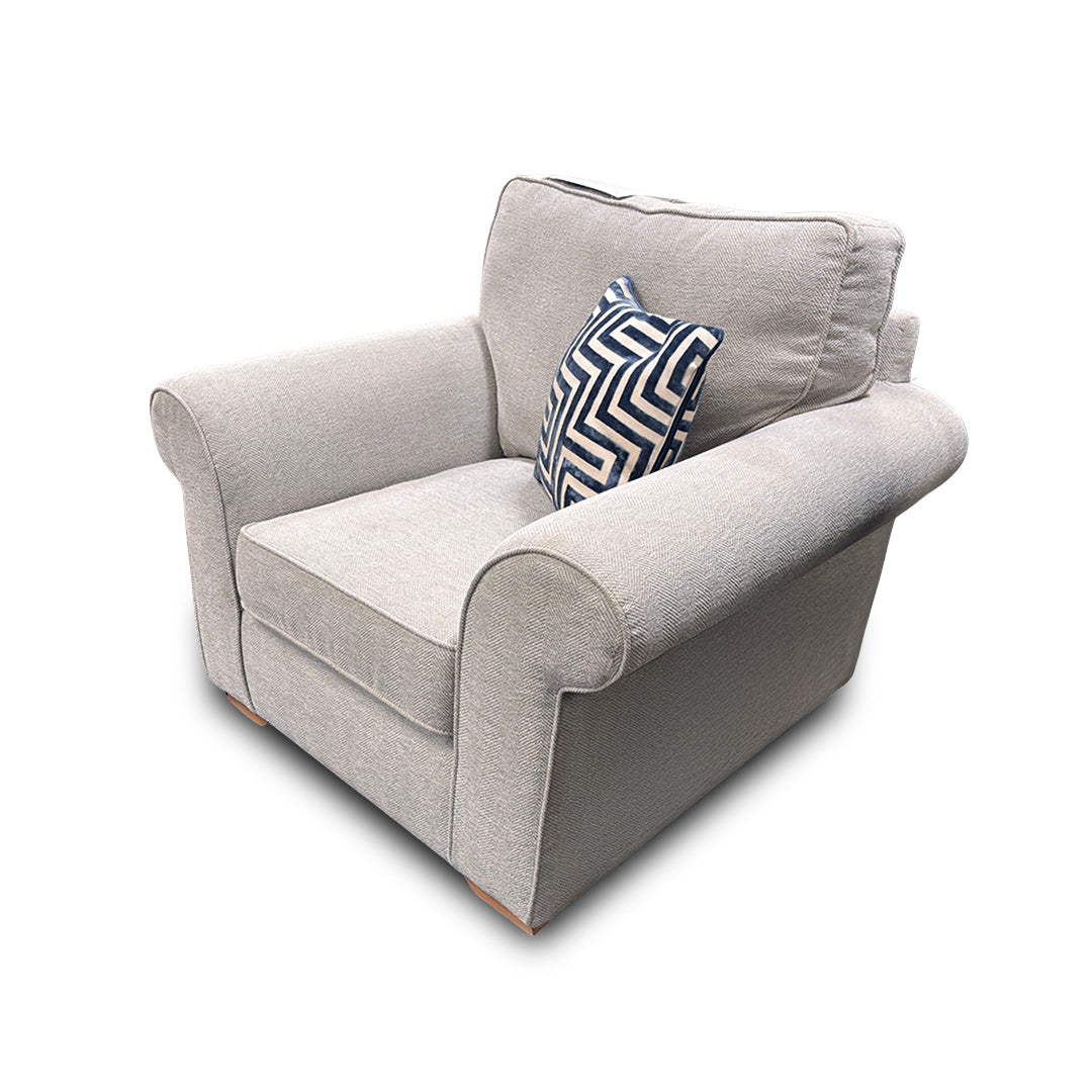 ‘Ashford’ Cherub Silver All Over Fabric Armchair