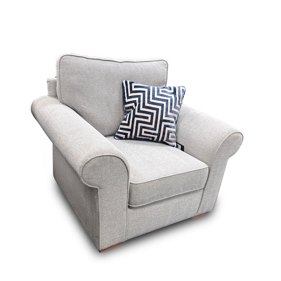 ‘Ashford’ Cherub Silver All Over Fabric Armchair