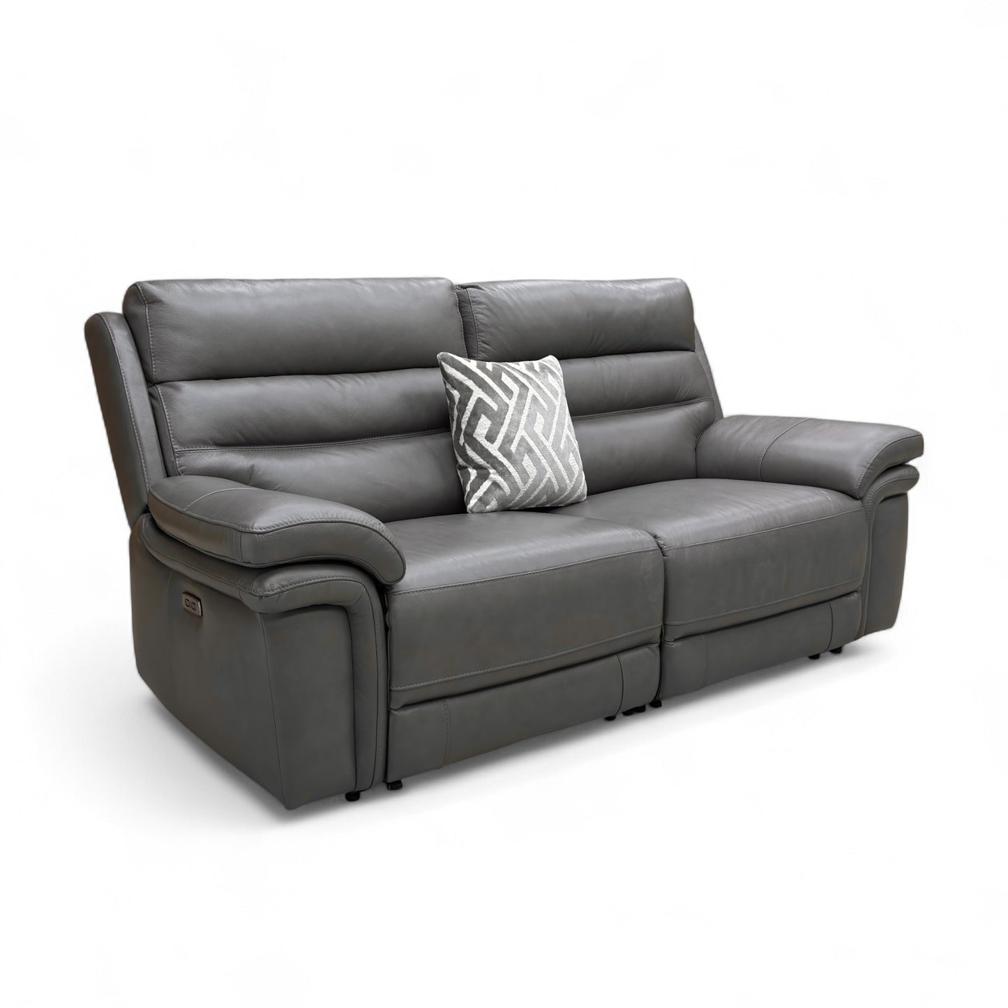 ‘Berlin' Grey Le-9308 Leather 3 Seater Power Recliner Sofa with Power Headrest