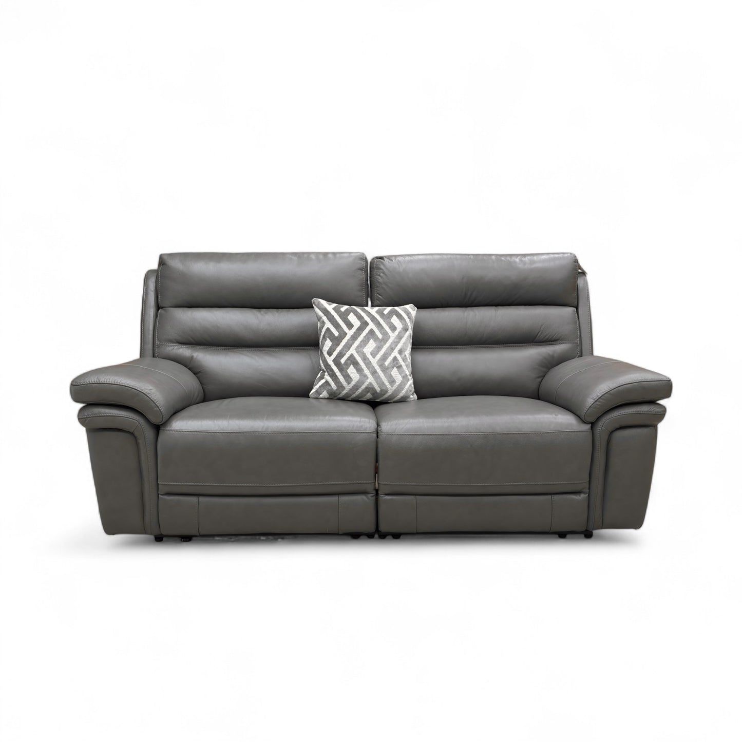 ‘Berlin' Grey Le-9308 Leather 3 Seater Power Recliner Sofa with Power Headrest