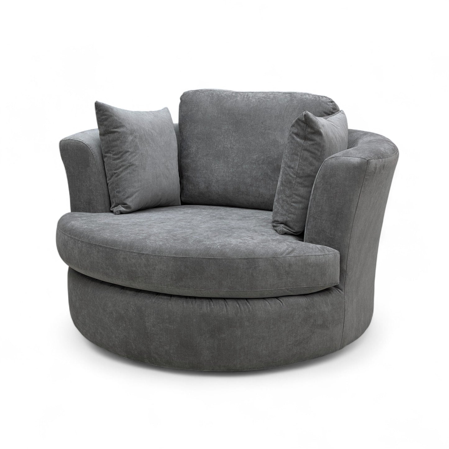 ‘Freya’ Graphite Grey Freya Fabric Large Swivel Chair