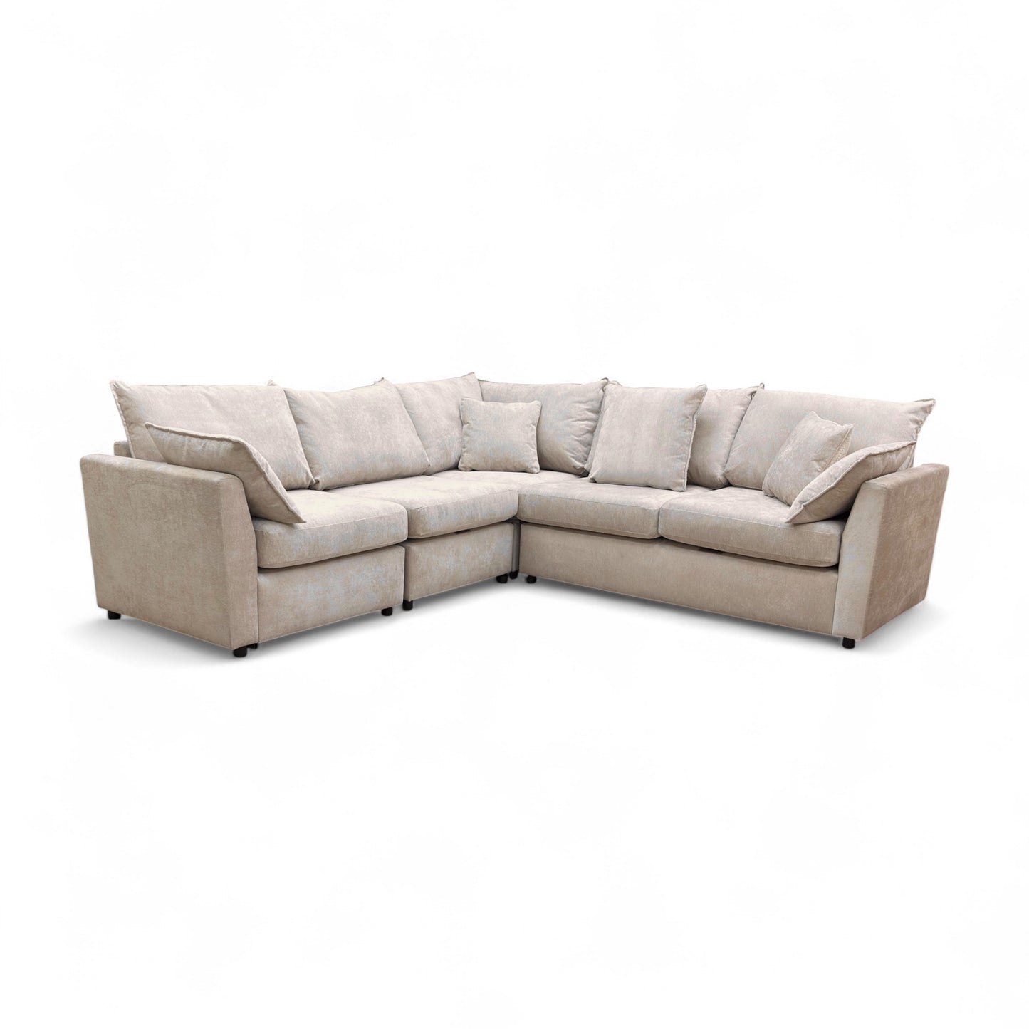 ‘Connor’ Silver Fabric 4 Piece Modular Corner Sofa