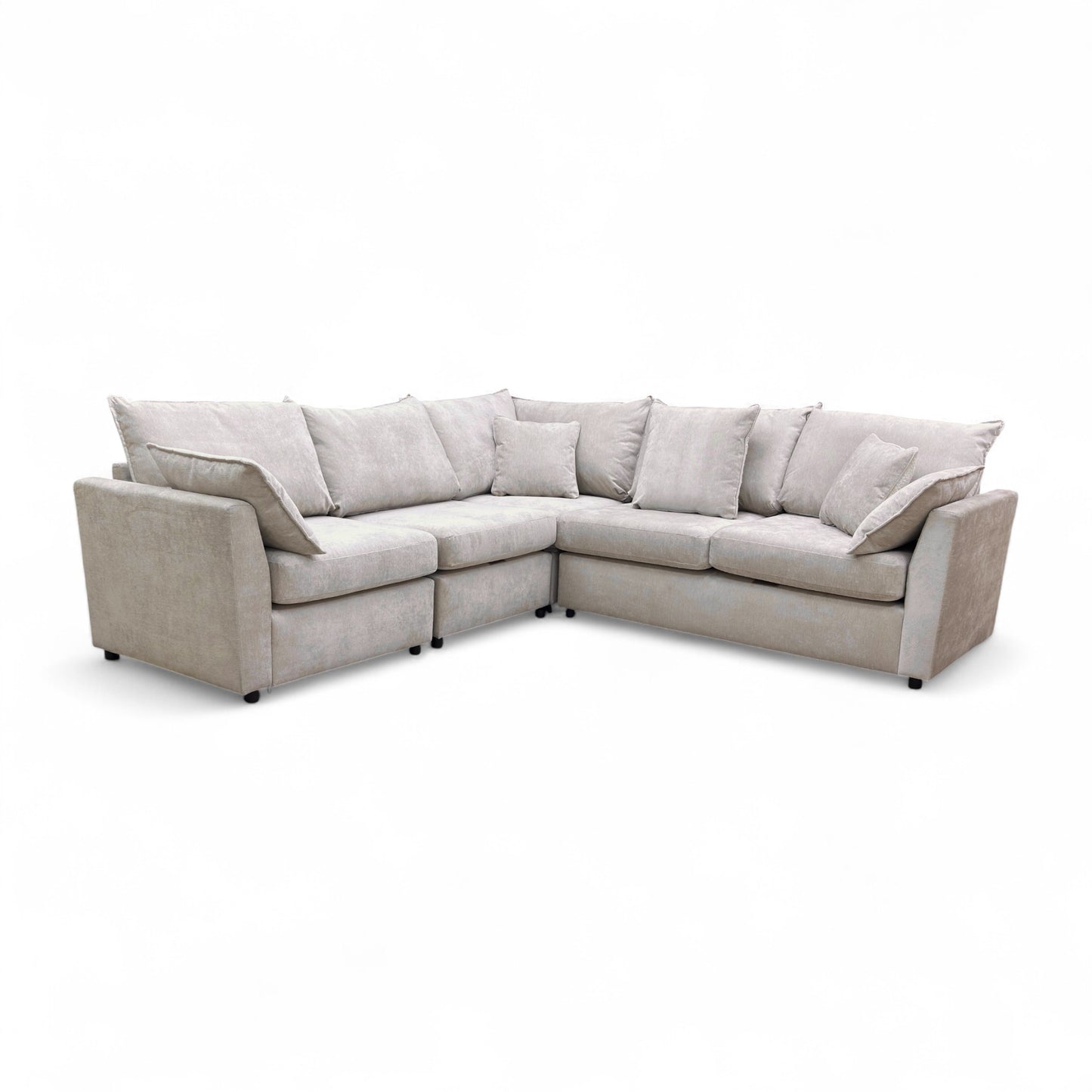 ‘Connor’ Silver Fabric 4 Piece Modular Corner Sofa
