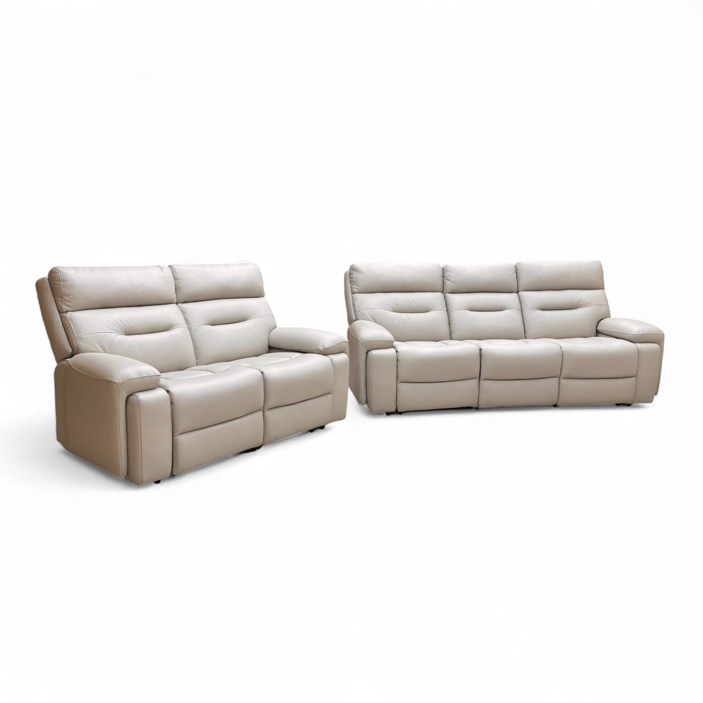 ‘Cinemax’ Le-9317 Alpha Grey Matte Leather 3 + 2 Power Recliner Sofa Set with Power Headrests and Media Arms