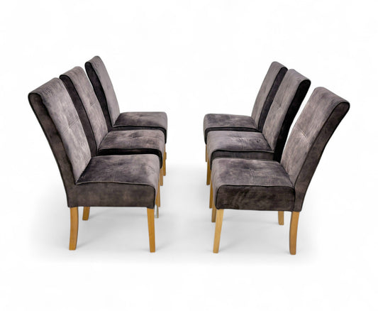 Furnitureland ‘California’ Chocolate Velvet Dining Chairs - Set of 6