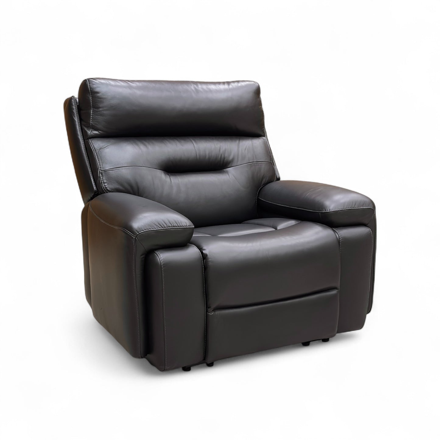 ‘Cinemax_ La4820 Natural Black Mica Leather Media Power Recliner Chair with Power Headrest