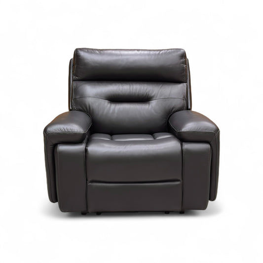 ‘Cinemax_ La4820 Natural Black Mica Leather Media Power Recliner Chair with Power Headrest