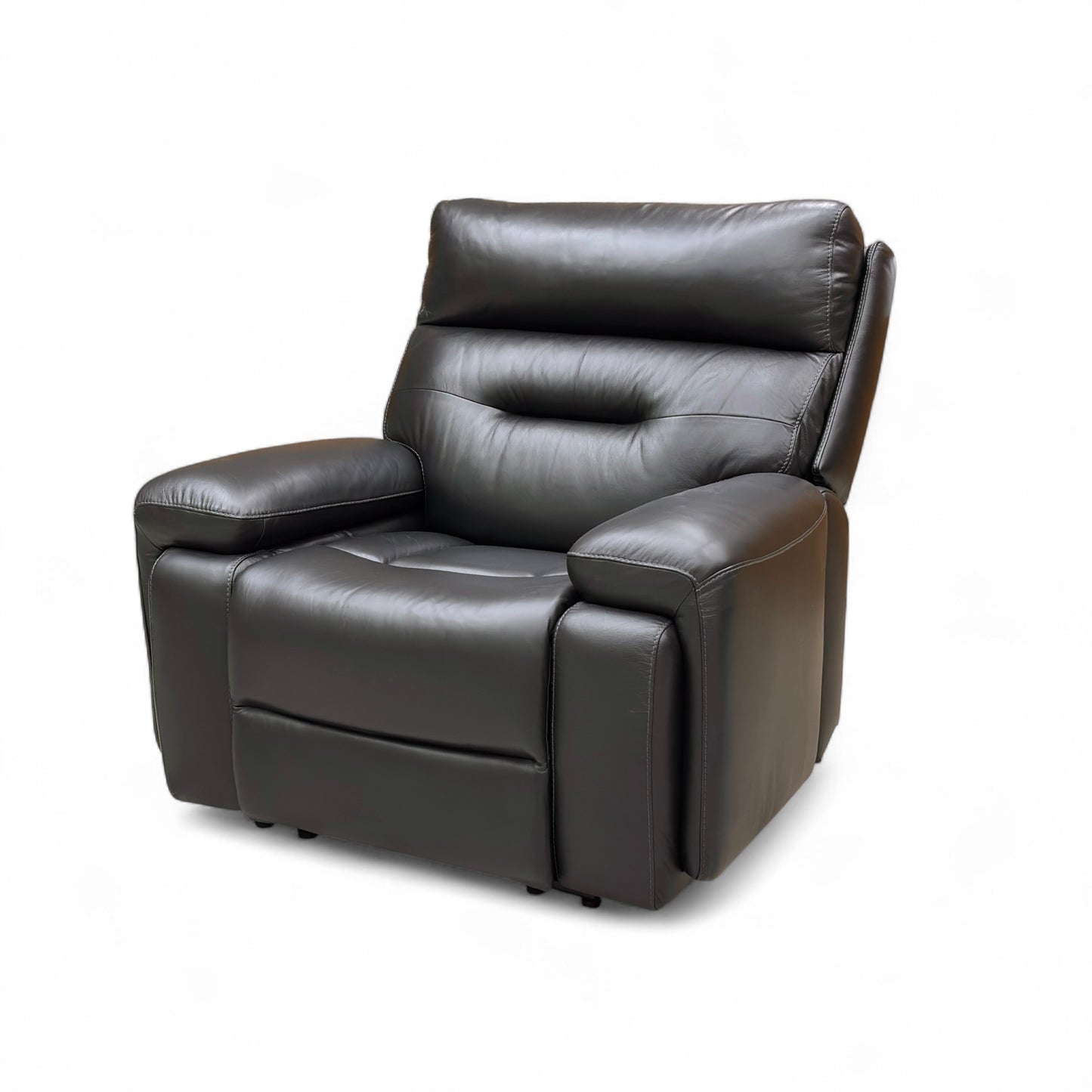 ‘Cinemax_ La4820 Natural Black Mica Leather Media Power Recliner Chair with Power Headrest