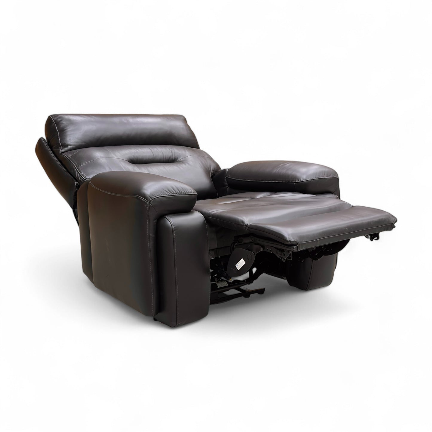 ‘Cinemax_ La4820 Natural Black Mica Leather Media Power Recliner Chair with Power Headrest