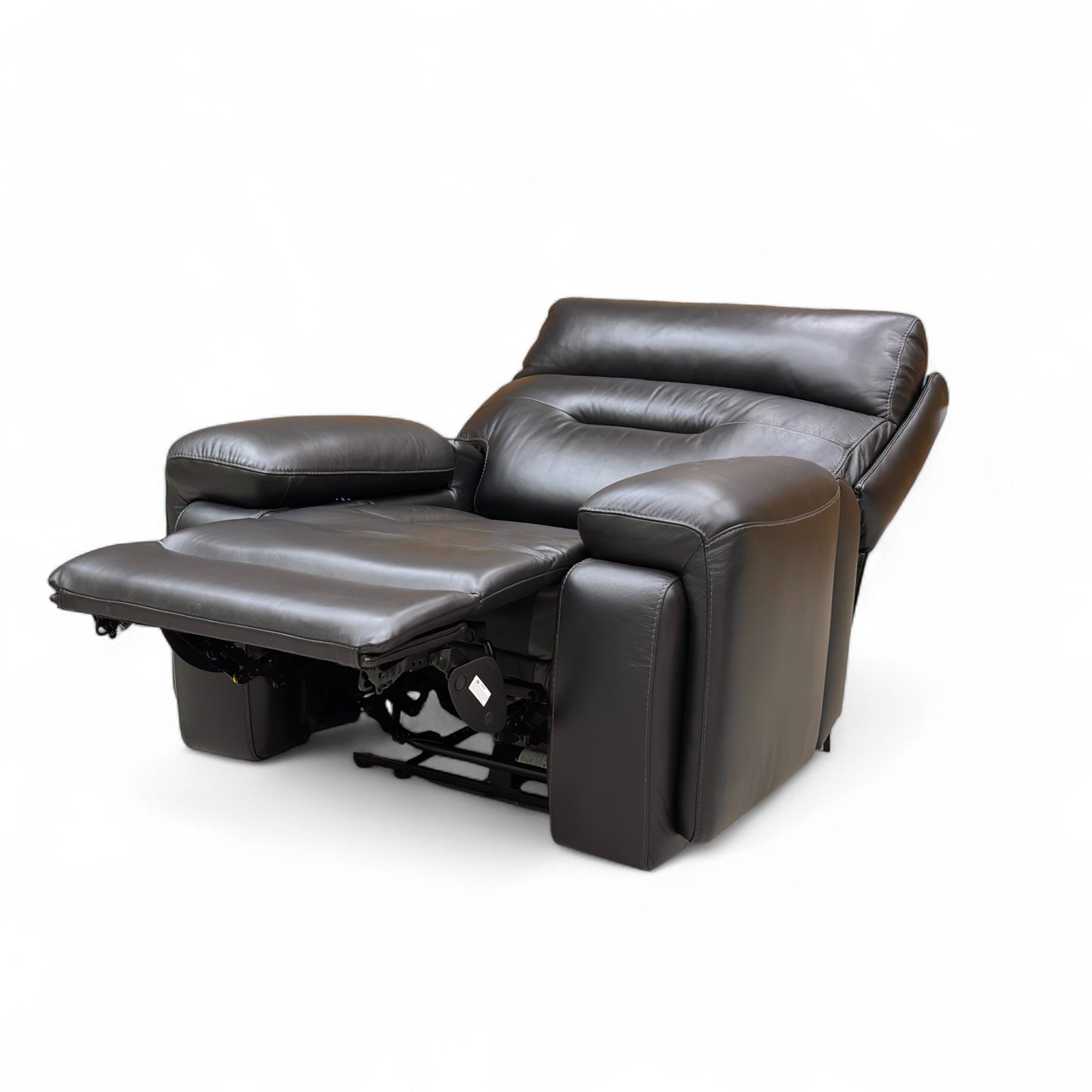 ‘Cinemax_ La4820 Natural Black Mica Leather Media Power Recliner Chair with Power Headrest