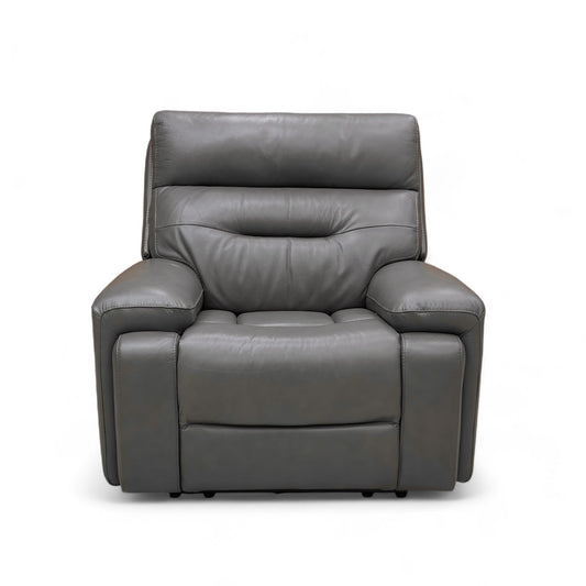 ‘Cinemax' Le-9308 Grey Leather Power Recliner Chair with Power Headrest