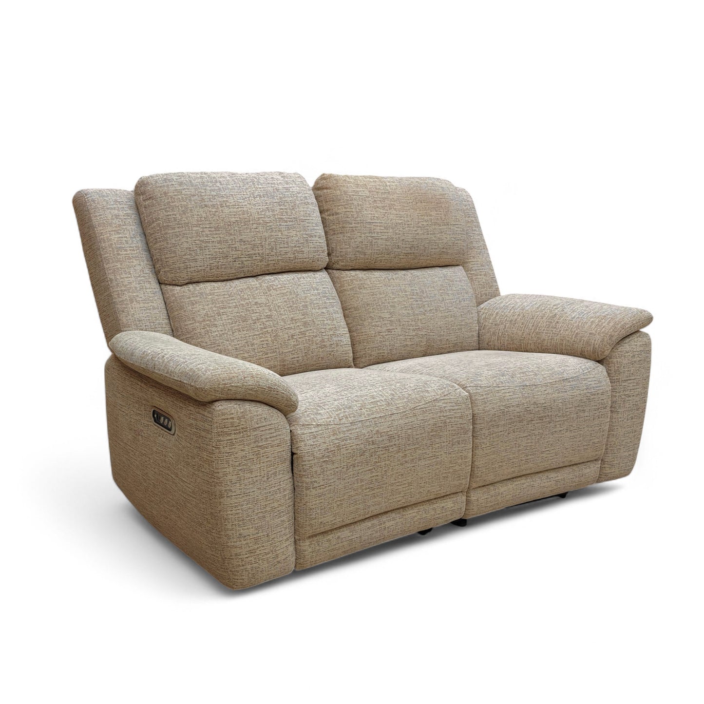 ‘Utah' Oatmeal We-0101 Fabric 2 Seater Power Recliner Sofa with Power Headrests and Power Lumbar