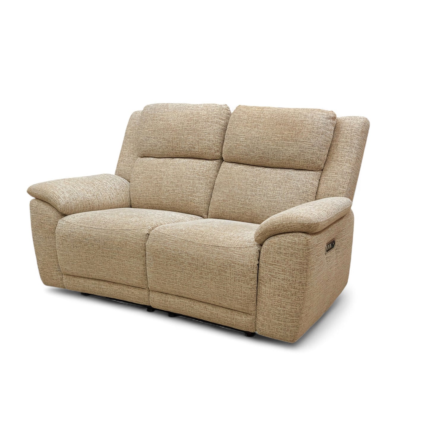 ‘Utah' Oatmeal We-0101 Fabric 2 Seater Power Recliner Sofa with Power Headrests and Power Lumbar