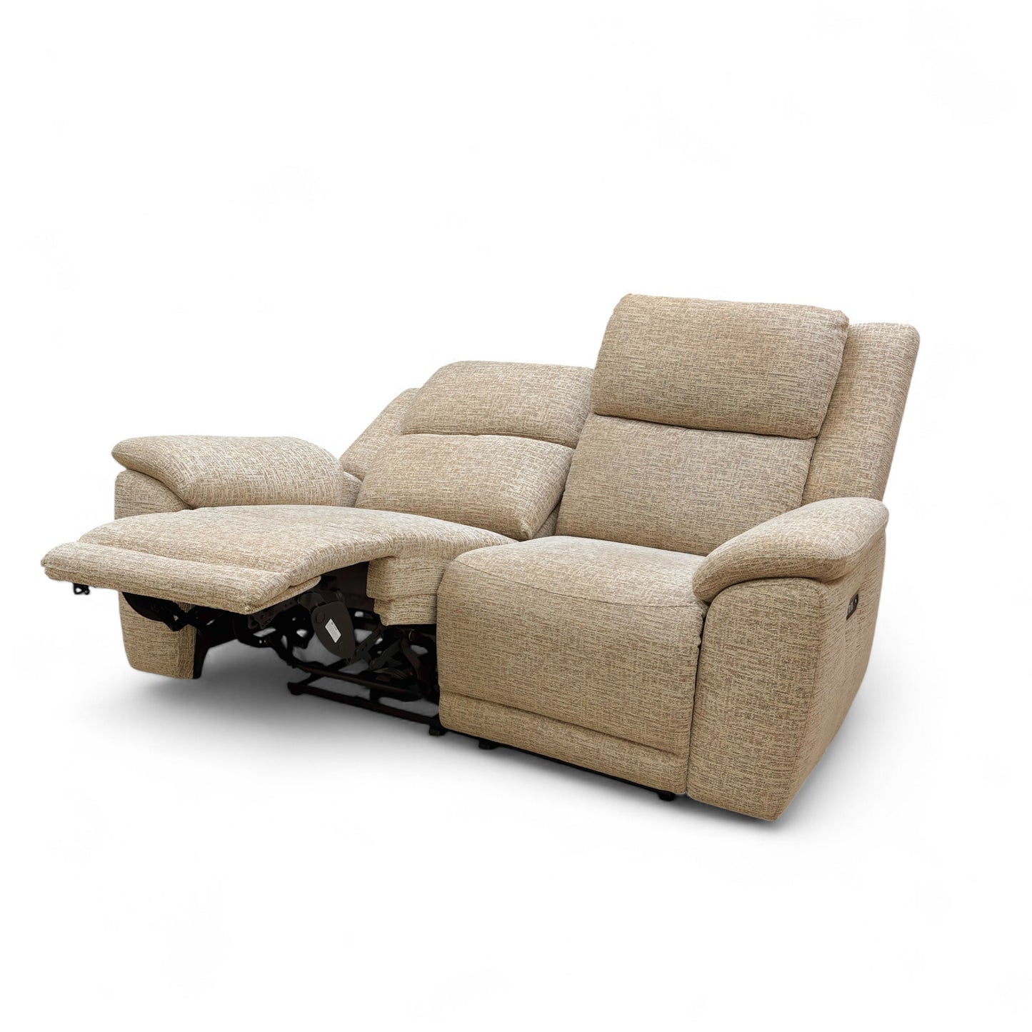 ‘Utah' Oatmeal We-0101 Fabric 2 Seater Power Recliner Sofa with Power Headrests and Power Lumbar