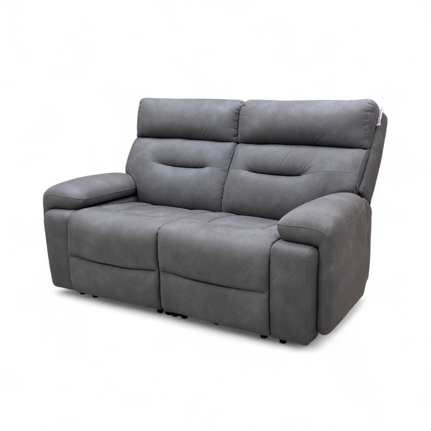 ‘Cinemax' Np-1107 Nappa Grey Fabric 2 Seater Power Recliner Sofa with Power Headrests and Media Arms