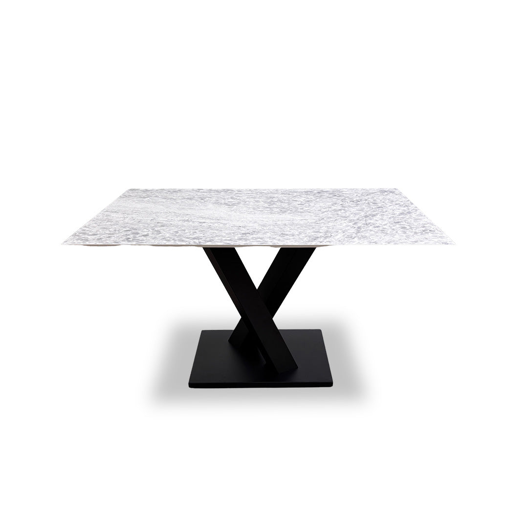 ‘Warrior' Crystal White Ceramic Top Compact 135cm Dining Table