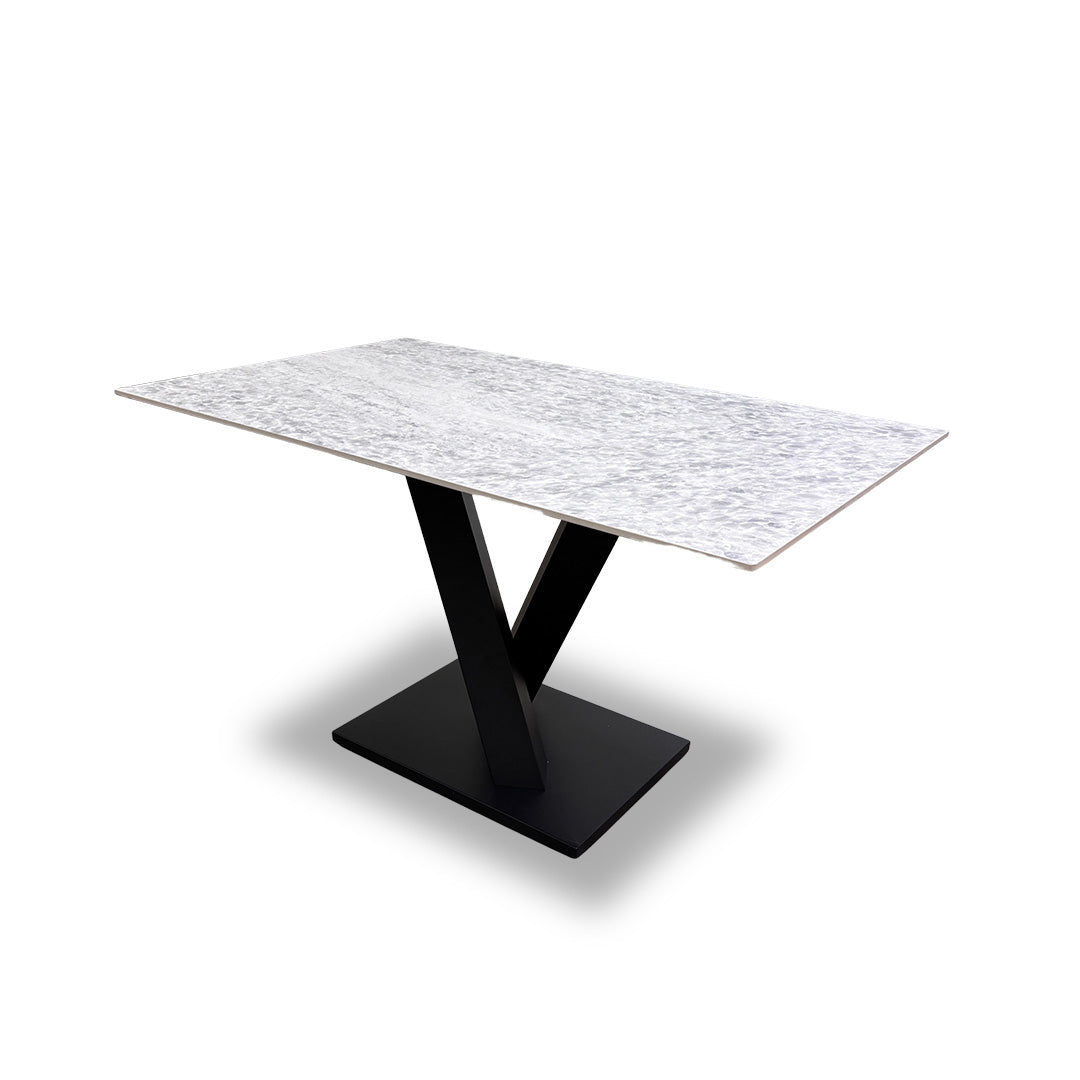 ‘Warrior' Crystal White Ceramic Top Compact 135cm Dining Table