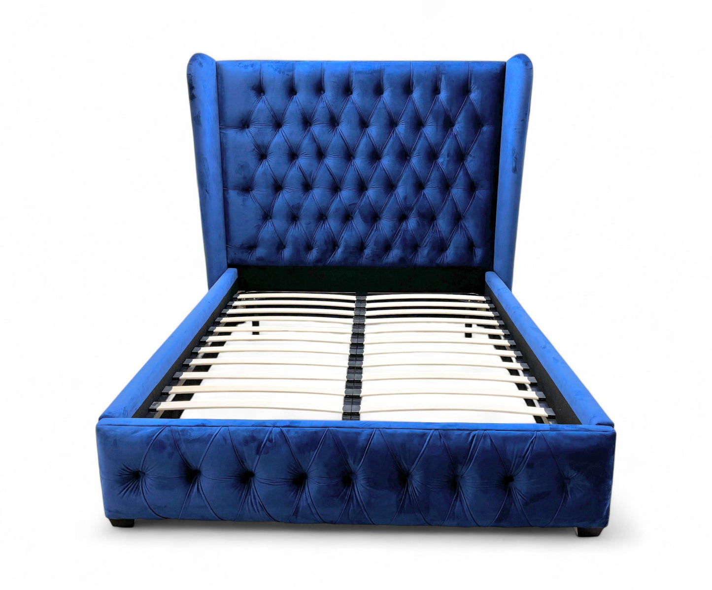 ‘Anna’ Marine Blue Velvet Double Bed