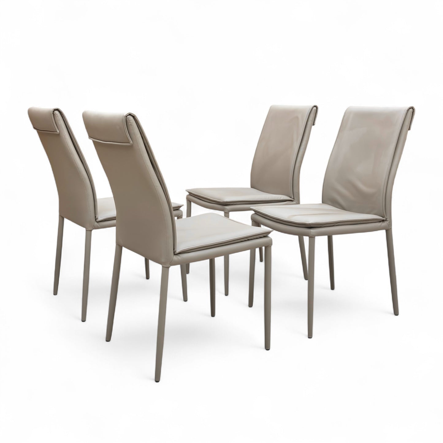 ‘Pierre Talia’ Taupe Leather Dining Chairs - Set of 4