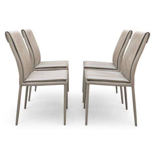 ‘Pierre Talia’ Taupe Leather Dining Chairs - Set of 4