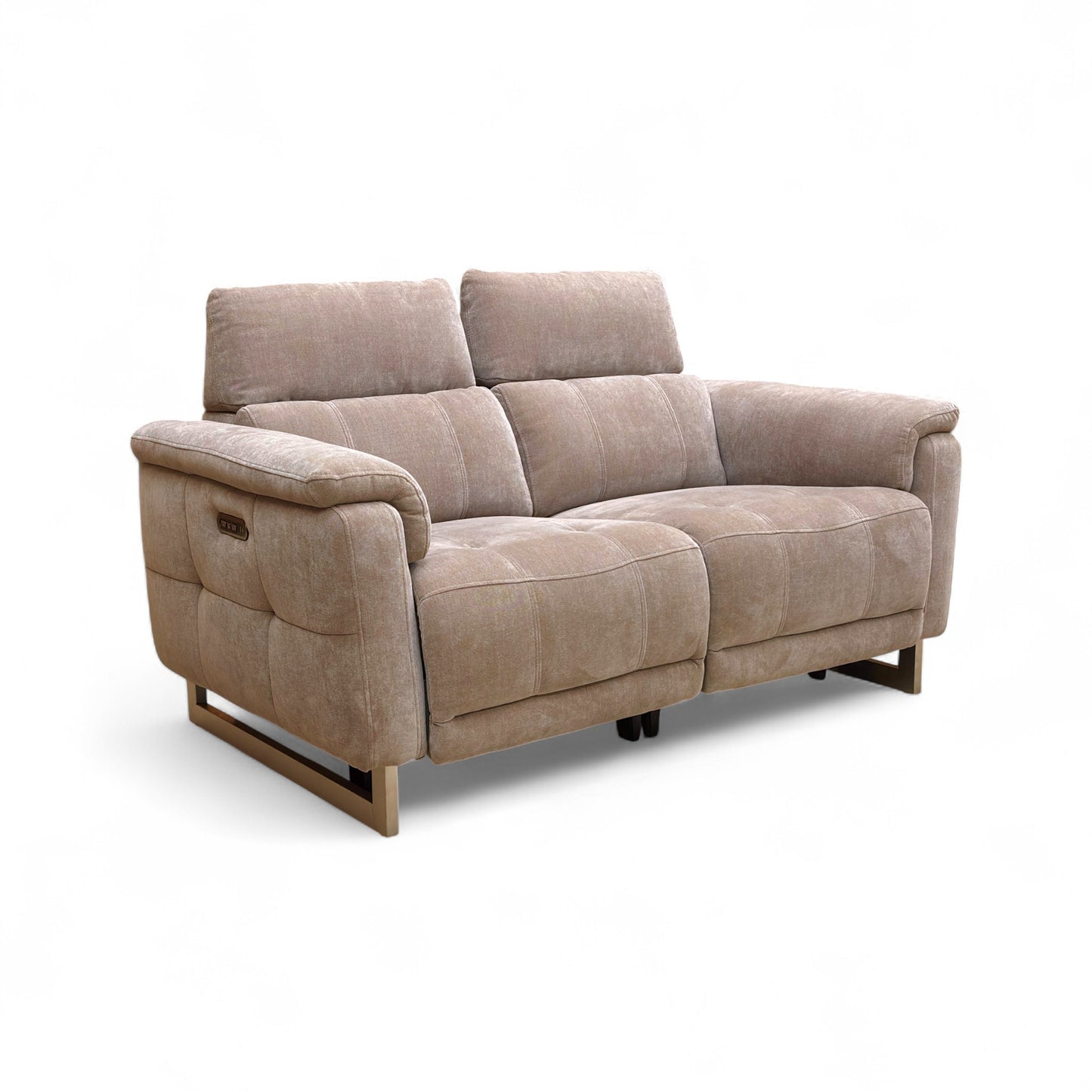 ‘Moet’ Manhattan Nutmeg Linen 2 Seater Power Recliner Sofa with Telescopic Headrests