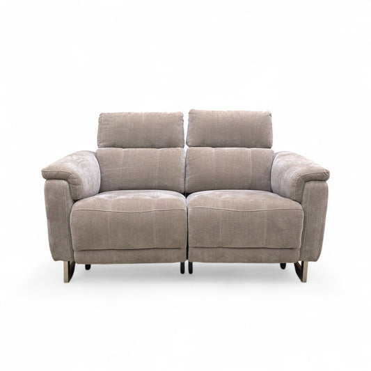 ‘Moet’ Manhattan Nutmeg Linen 2 Seater Power Recliner Sofa with Telescopic Headrests