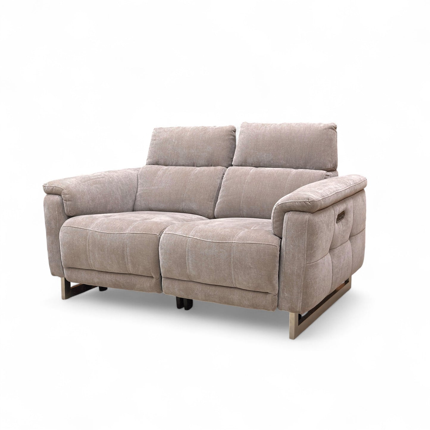 ‘Moet’ Manhattan Nutmeg Linen 2 Seater Power Recliner Sofa with Telescopic Headrests