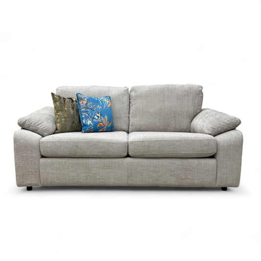 'Hampton' Chunki Pumice Woven Fabric 3 Seater Sofa Bed with Zip Arms