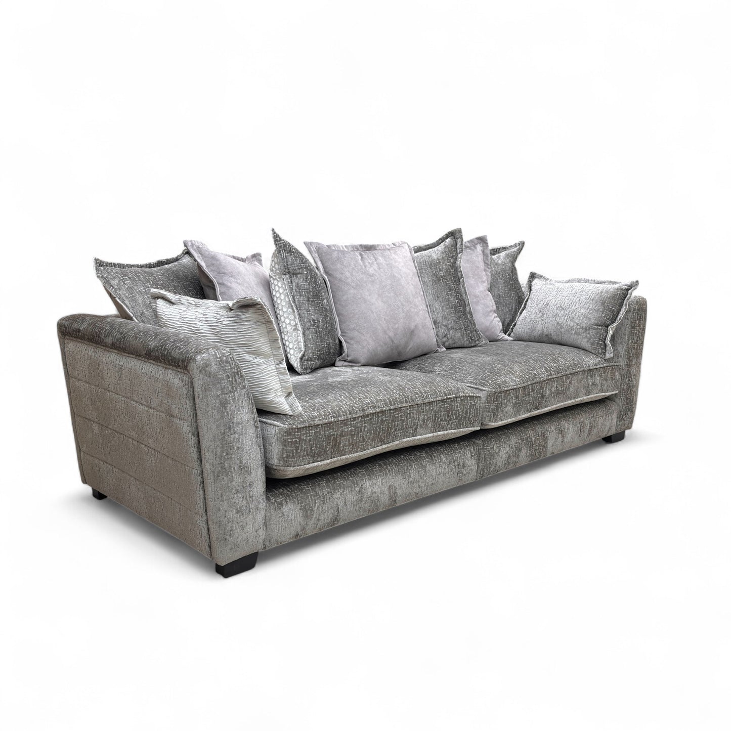 ‘Lavish’ Alexander Grey Chenille Scatter Back 4 Seater Split Frame Sofa