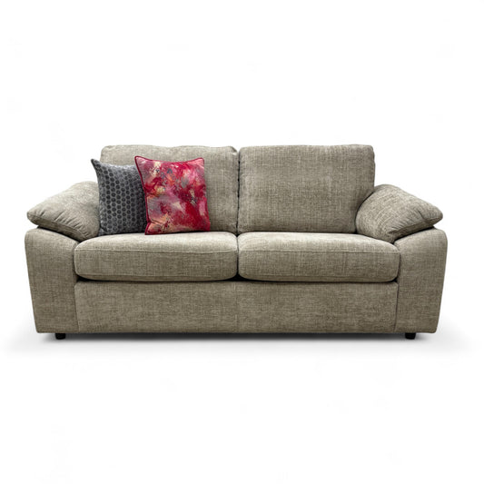 'Hampton' Chunki Concrete Woven Fabric 3 Seater Sofa Bed with Zip Arms