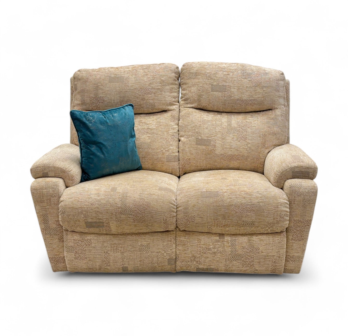 ‘Townley’ Sand Patterned Fabric Manual Recliner 2 Seater Sofa