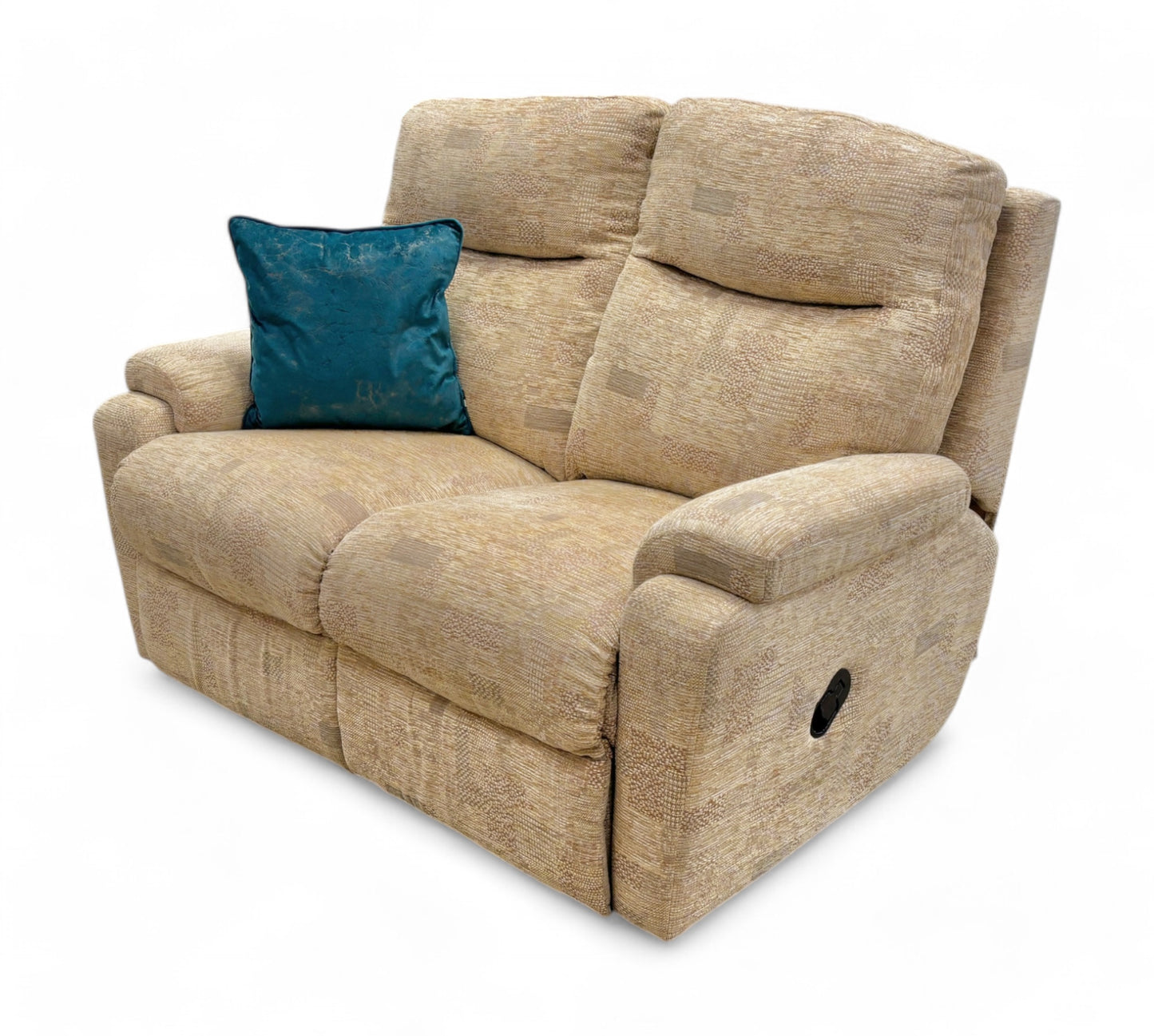 ‘Townley’ Sand Patterned Fabric Manual Recliner 2 Seater Sofa
