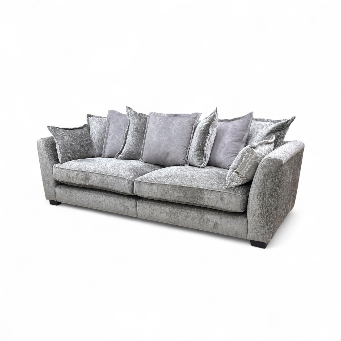 ‘Lavish’ Alexander Grey Chenille Scatter Back 4 Seater Split Frame Sofa