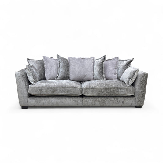 ‘Lavish’ Alexander Grey Chenille Scatter Back 4 Seater Split Frame Sofa