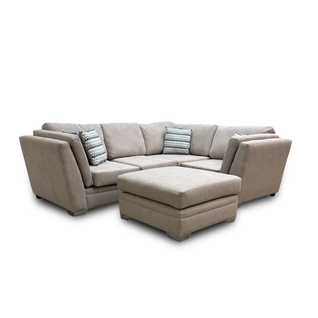 ‘Elodie’ Natural Linen 5 Piece Modular Corner Sofa