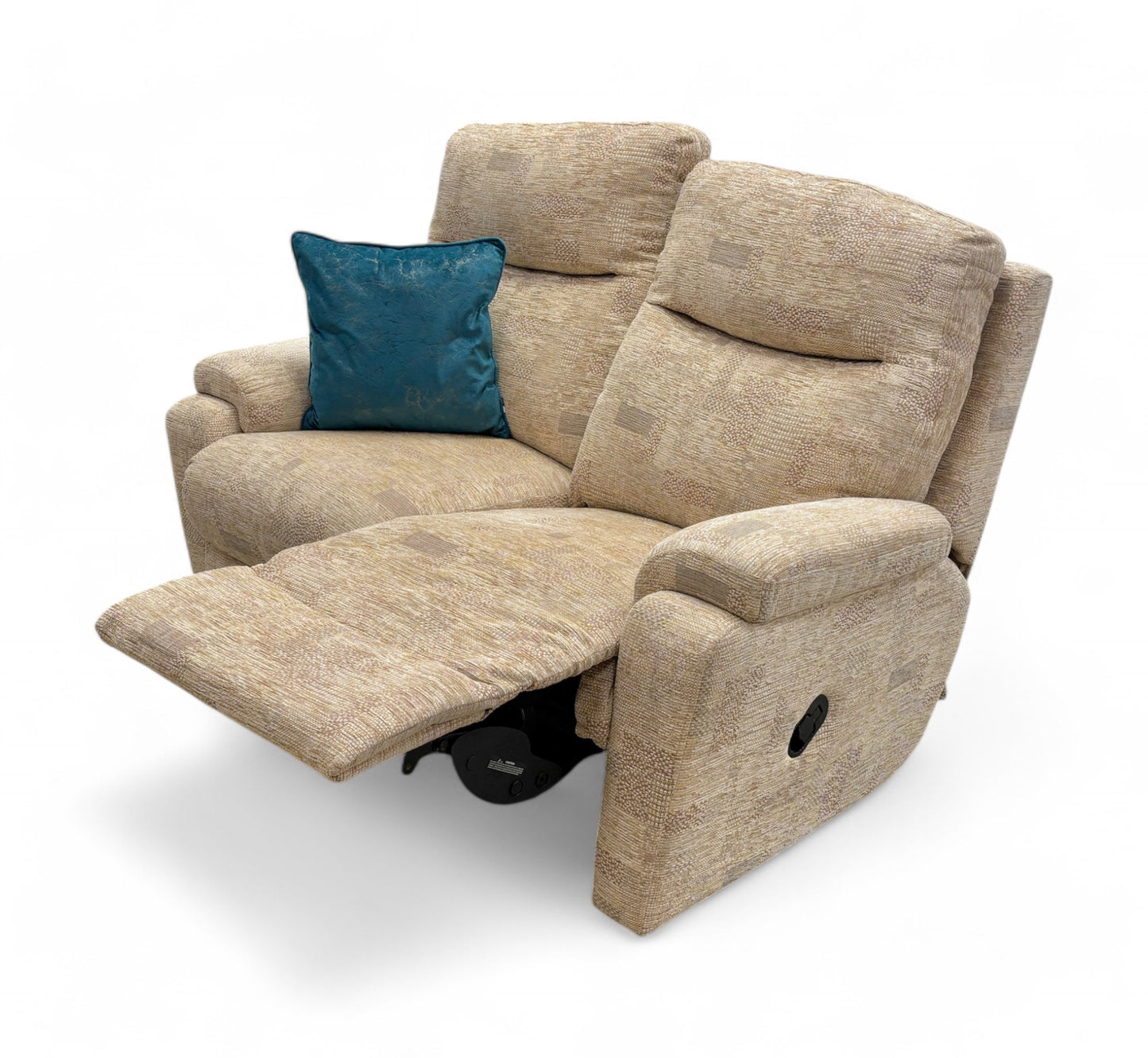 ‘Townley’ Sand Patterned Fabric Manual Recliner 2 Seater Sofa