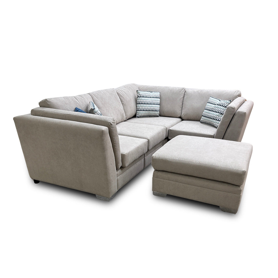 ‘Elodie’ Natural Linen 5 Piece Modular Corner Sofa