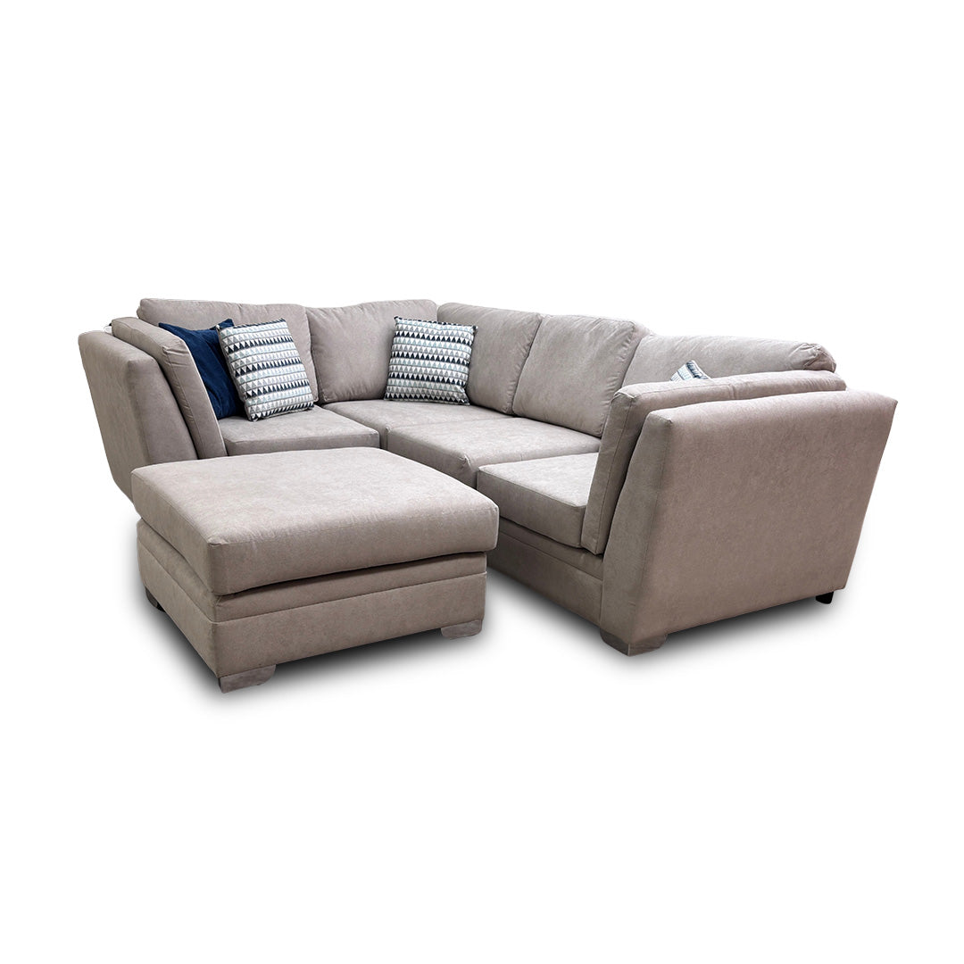 ‘Elodie’ Natural Linen 5 Piece Modular Corner Sofa