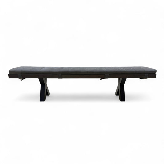 Bodahl 'Terra' 02 Smoked Solid Oak 220cm Dining Bench with Metal X-Shaped Legs + Grey Bench Pad