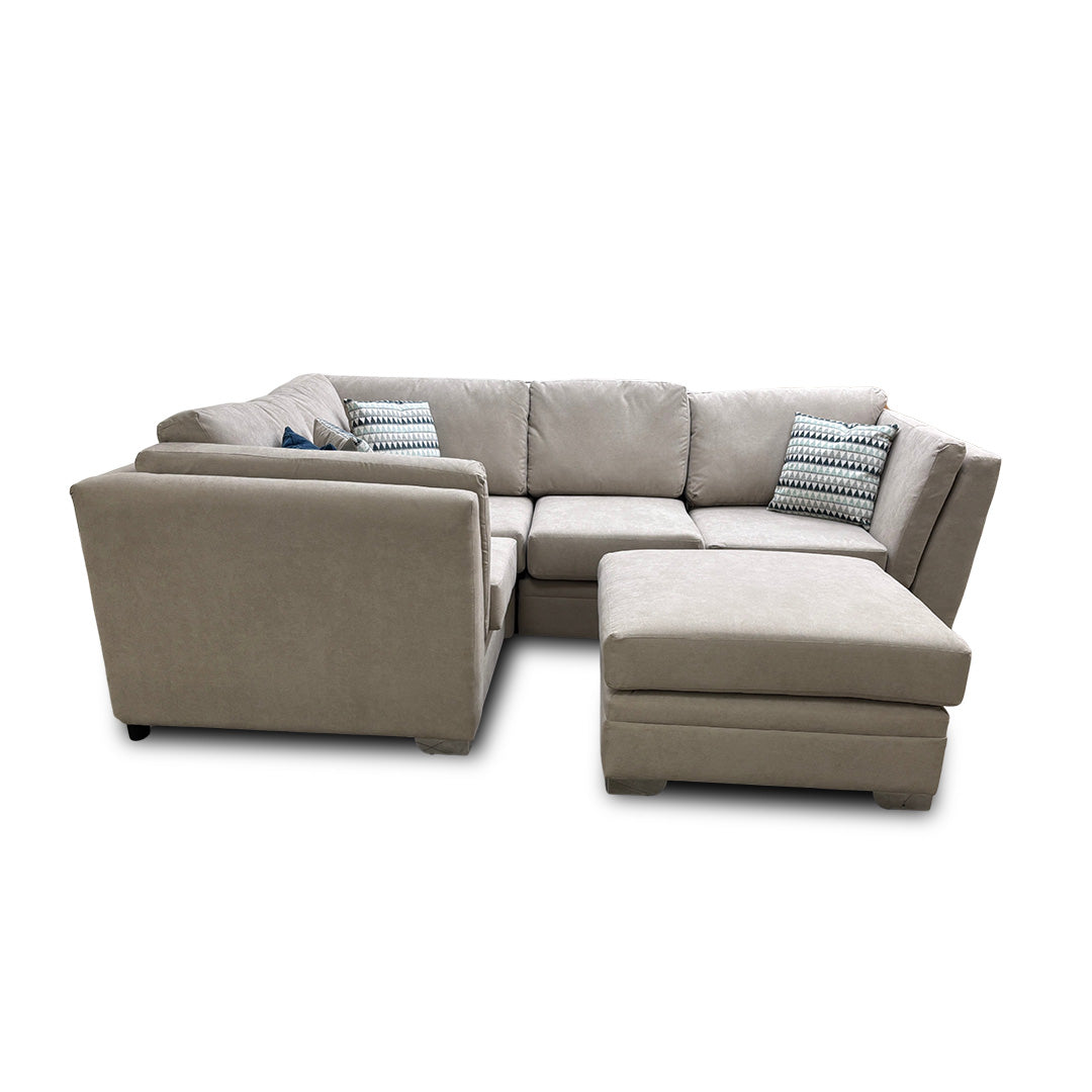 ‘Elodie’ Natural Linen 5 Piece Modular Corner Sofa