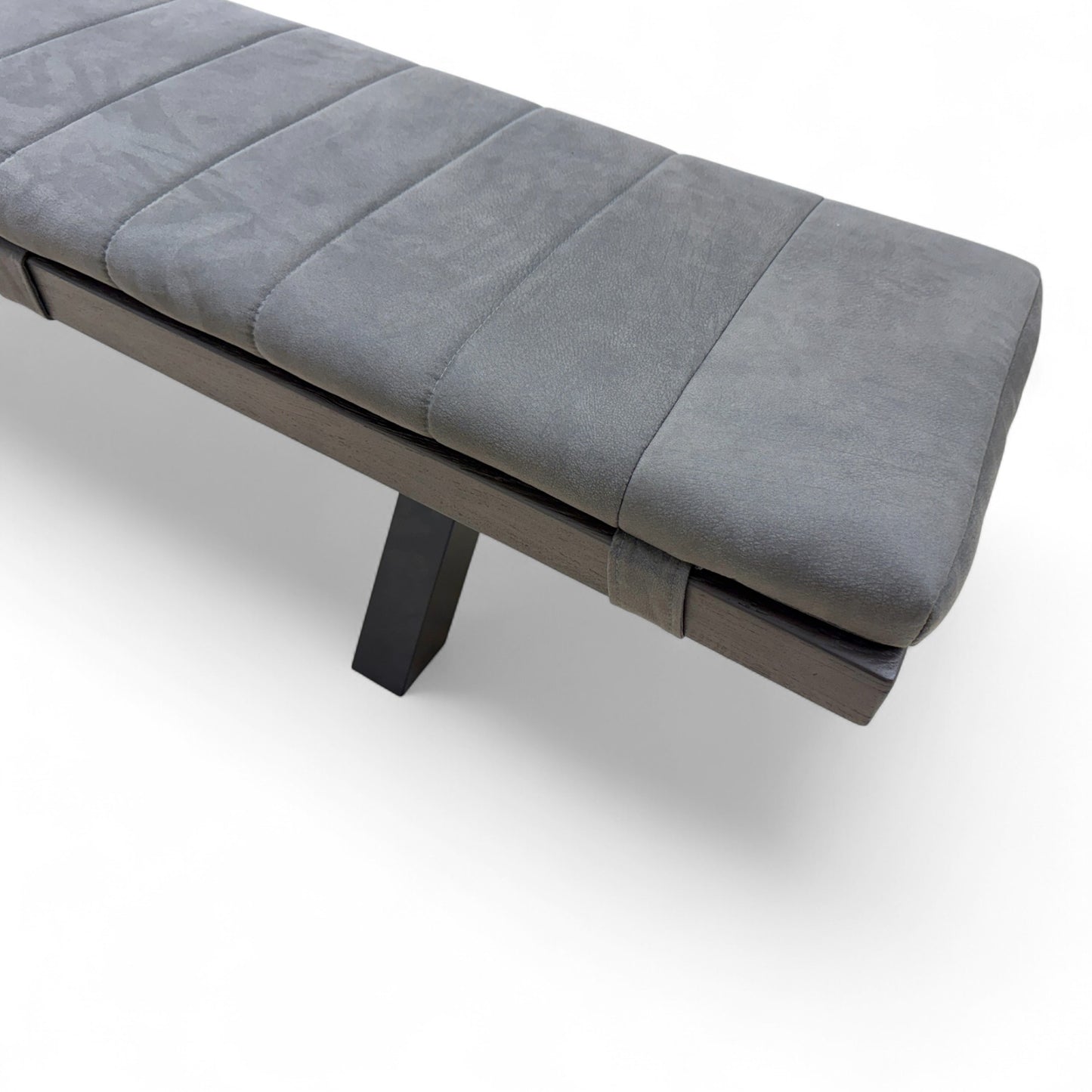 Bodahl 'Terra' 02 Smoked Solid Oak 220cm Dining Bench with Metal X-Shaped Legs + Grey Bench Pad