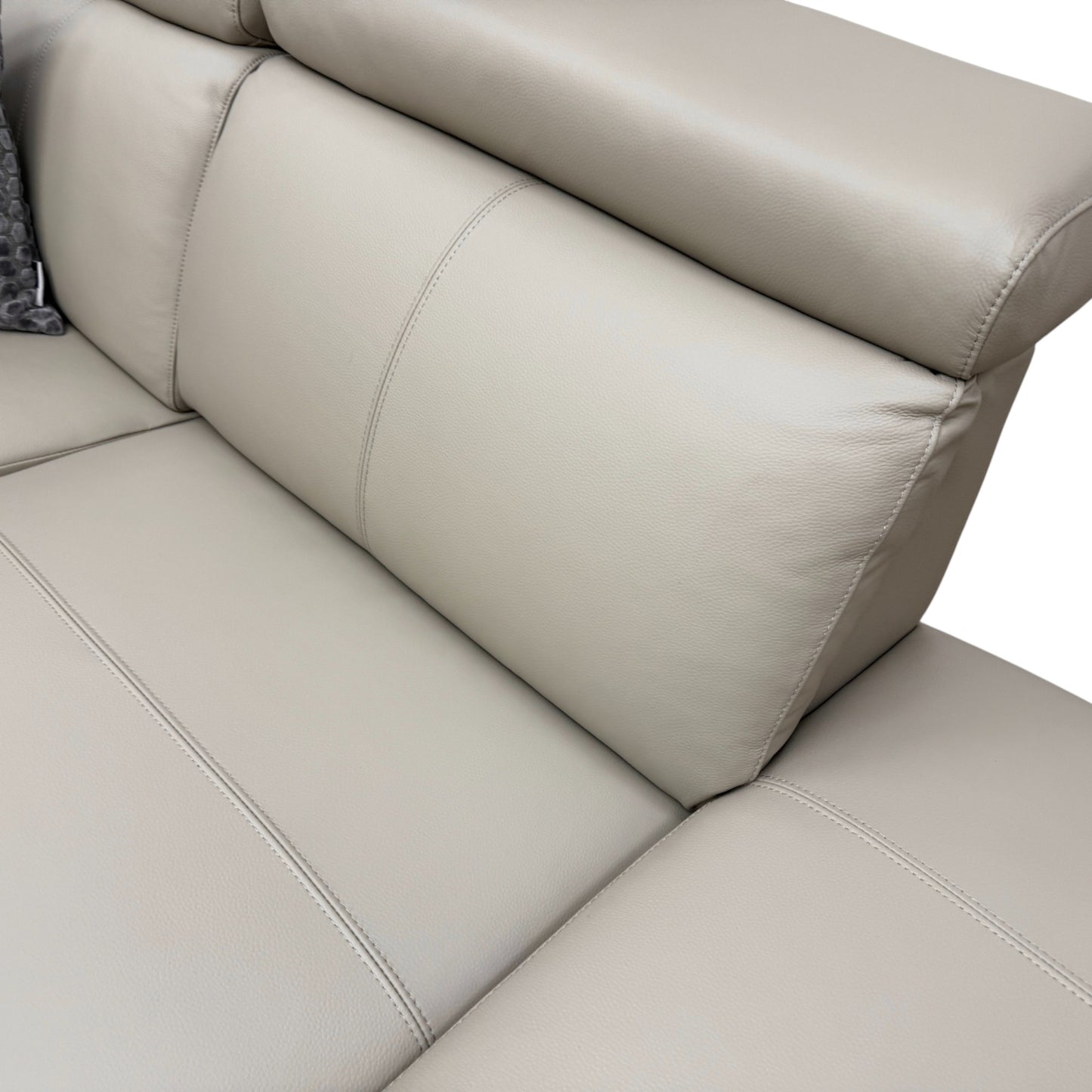 'Nico' Stone Leather Power Recliner Right Hand Facing Chaise Corner Sofa with Storage and Adjustable Headrests